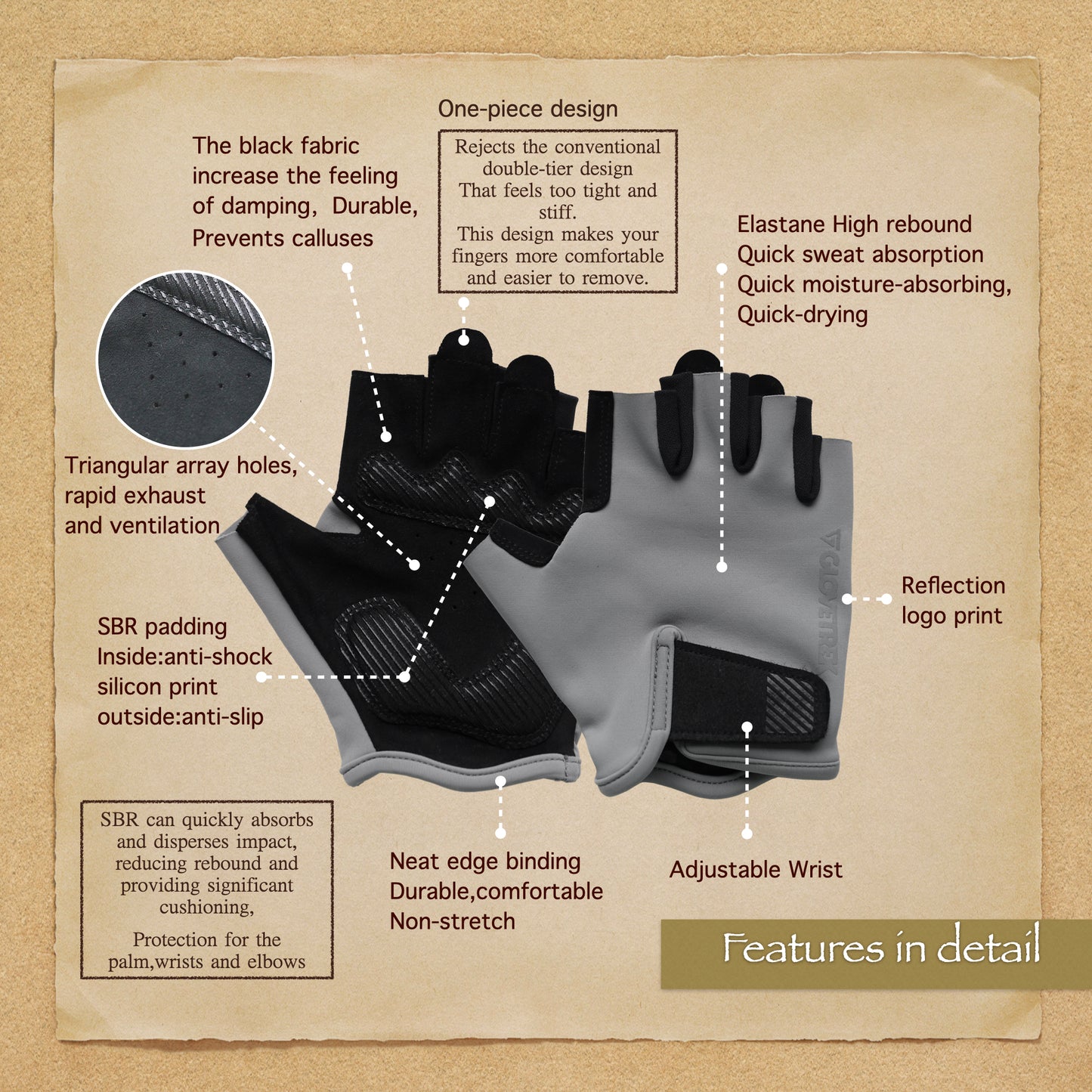 Glovetrek Half-finger Double-sided non-slip multi-sport gloves